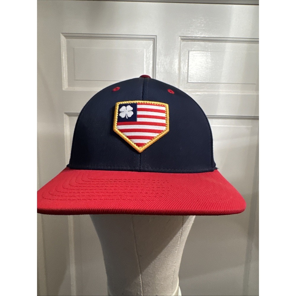 Black Clover x Rawlings Navy Blue Red Stretch Fitted Hat Cap Sz S/M